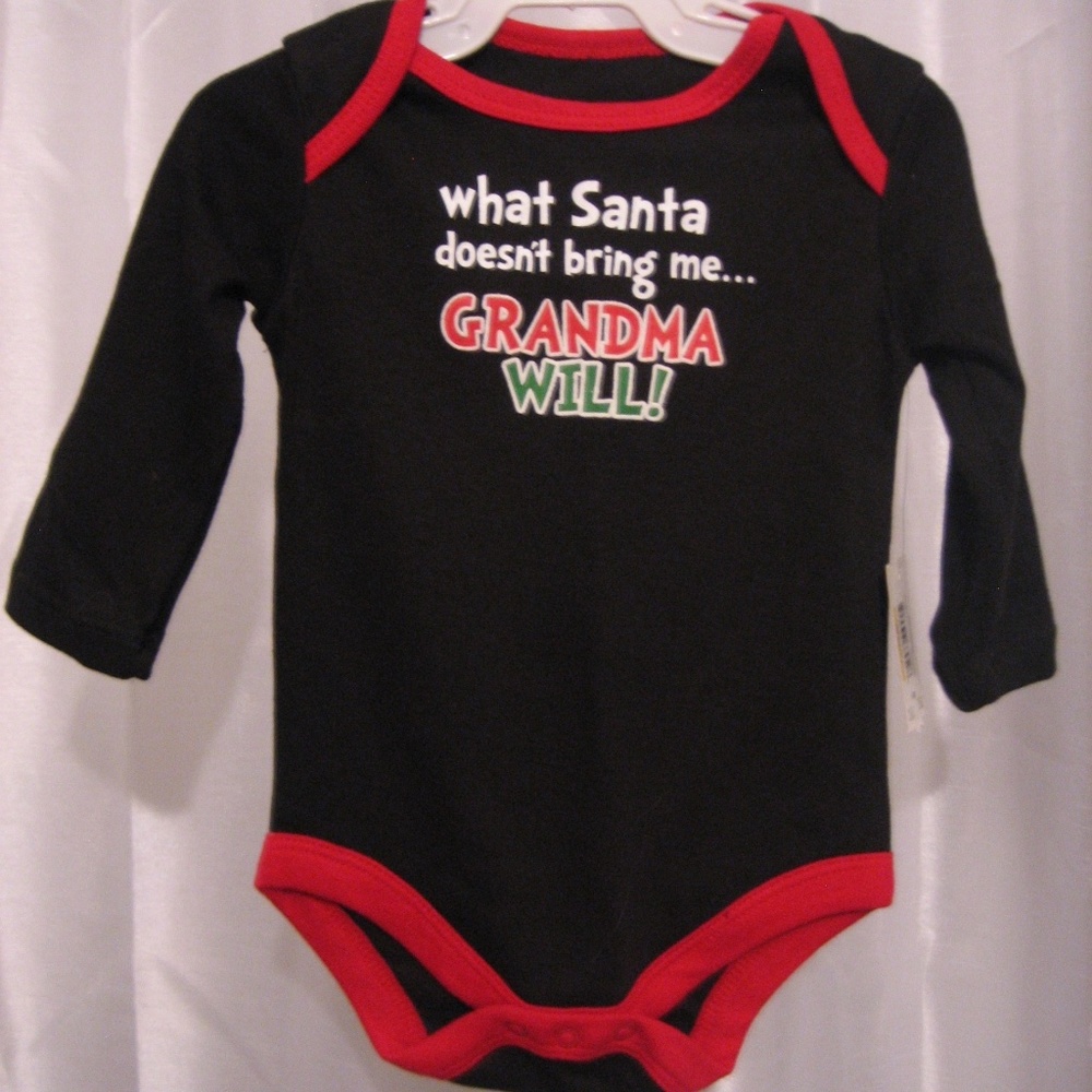 Holiday Time What Santa doesn't bring Me Unisex Infant One Piece Sz 0-3M NWWT